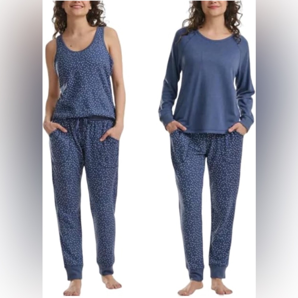 NWOT Karen Neuburger Navy Polka Dot 3 Piece Pajama Set